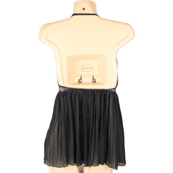 Victoria's Secret Negligee Black Lace Halter Pleated Skirt Small Short N124 - Picture 6 of 10